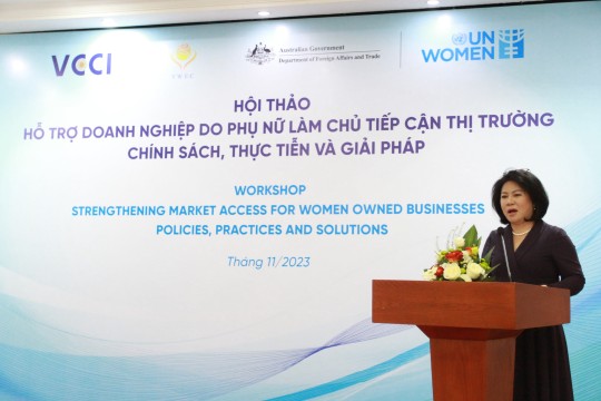 TỔNG GIÁM ĐỐC HANEL PHÁT BIỂU TẠI HỘI THẢO HỖ TRỢ DOANH NGHIỆP DO PHỤ NỮ LÀM CHỦ TIẾP CẬN THỊ TRƯỜNG